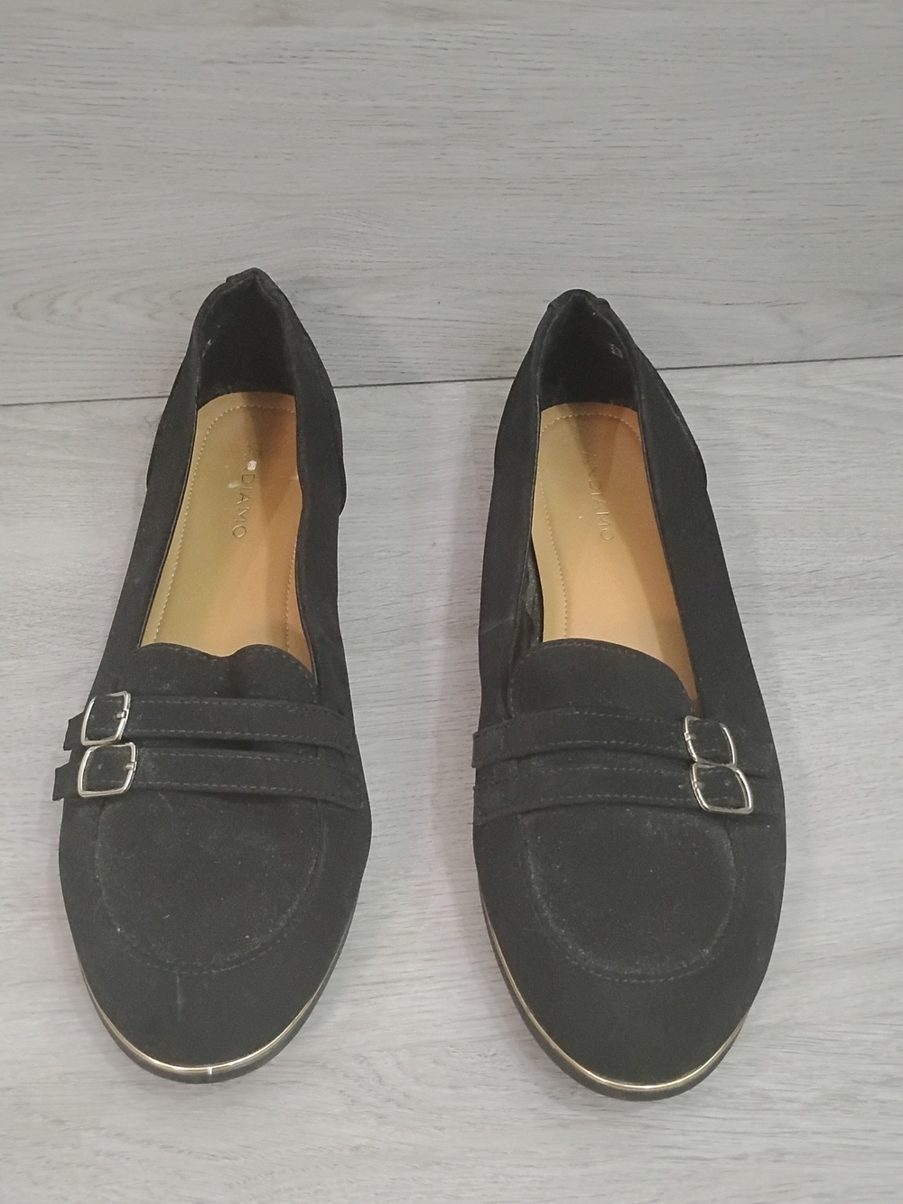 Women's Black Loafers with Double Buckle Accent - Unbranded